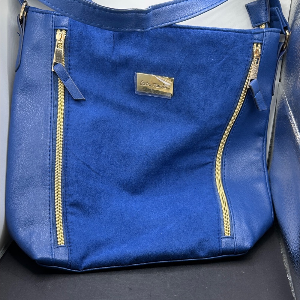 Carla Faustini Italian blue bucket shoulder bag New no tags